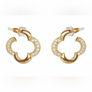 Ross-Simmons Gold Clover Hoop Earrings | Pavé Crystal Accents